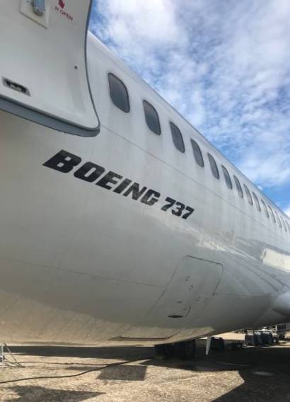 Napoli, Italy -11 October 2021:Here we can see the aircraft Boeing 737 who are about to take off in Naples, Capodichino airport near volcano Vesuvio. Naples-Italy